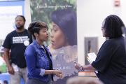 Author, Tanisha Hall, exhibits her book titled, Breath, discussing her journey to cope with grief after becoming a millennial widow
